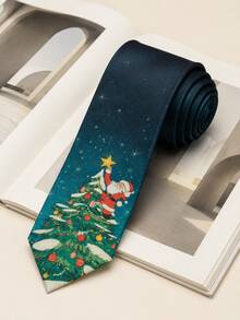 1pc Men's 8CM Christmas Tree & Santa Claus Christmas Holiday Neck Tie - Multicolor - View 8
