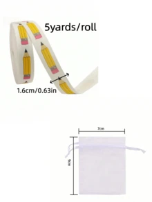 5 Yards/Roll Back To School Campus Letter Ribbon DIY Craft Material, Suitable For Classroom Student Stationery Decoration, Back To School Teacher's Day Gift Wrapping Material, Youthful And Vibrant Gift Wrapping Ribbon - Multicolor - View 9
