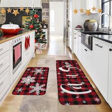 1/2/3 buah Karpet Dapur Bertema Natal, Karpet Dapur Flanel, Nyaman, Lembut, Menyerap Air, Anti Selip, Dapat Dicuci dengan Mesin, dengan Alas Anti Selip, Cocok untuk Berbagai Suasana: Pintu Masuk, Ruang Tamu, Kamar Tidur, Dapur, Ruang Makan, Kamar Mandi, Ruang Cuci, Lorong, Keset Dekorasi Rumah Liburan Natal - MultiWarna - View 2