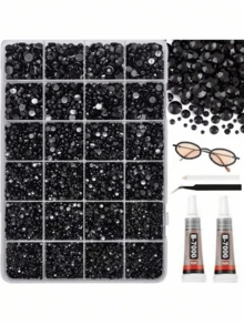 1000/12000pcs Silver Transparent 2-6mm 5 Sizes Mixed Rhinestone Set, Suitable For Handicrafts, Clothing, Shoes, Shirts, Jewelry Decoration, Shiny Flat Back Crystal Gemstones - Multicolor - View 10