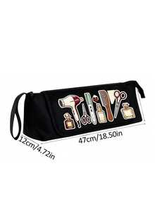 Heat-Resistant Hair Tool Storage Bag - Travel Felt Organizer Bag With Heat-Insulating Pad, Suitable For Curling Irons, Straighteners, Flat Irons, Blow Dryers And Styling Tools, Compact Storage Bag, Durable Fabric, Multi-Compartment Design, Travel Hair Accessories, Fashion Design, Secure Zipper Closure, Straightener And Curler Set, Pencil Case, Convenient For Travel - Multicolor - View 12
