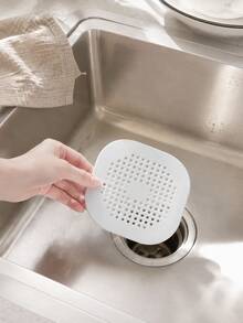 2pcs Silicone Sink Drain Filter Pad, Square Rounded Corner Shower Hair Catcher, Reusable Drain Filter Cover, Suitable For Bathroom Bathtub Kitchen Sink, Anti-Clogging Hair And Debris Plug, Gray And White Optional - Multicolor - View 8