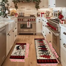 1/2/3pcs Christmas Theme Kitchen Rugs, Flannel Kitchen Rugs Comfortable Soft Absorbent Non-Slip Machine Washable With Non-Slip Backing Suitable For Multiple Scenes Entrance Living Room Bedroom Kitchen Dining Room Bathroom Laundry Room Hallway Christmas Holiday Home Decor - Multicolor - View 14