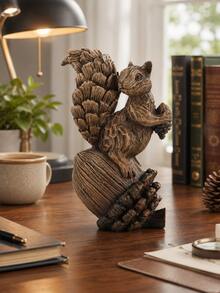 1件樹脂松鼠小雕像，鄉村森林動物雕像附橡實，秋季桌面裝飾，適用於客廳、書架、壁爐架、玄關、書桌，農舍風收穫與感恩節家居裝飾 - 新品 - 查看 10