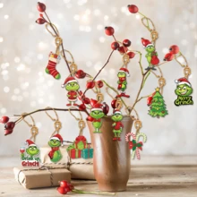 The Grinch 12pcs Christmas Hanging Decoration Set, Fun Christmas Tree Ornaments With Gift, Candy Cane And Sock Patterns, Holiday Party Hanging Decorations, Christmas Tree Pendants, Holiday Home Decor And Christmas Gifts - A - View 7