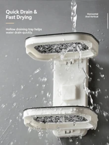 1pc Wall-Mounted Soap Holder, Modern Minimalist Style, High-Quality Durable ABS-PP Composite Material, Double-Layer Drainage Tray, Horizontal And Vertical 2-Way Installation Design, Bathroom Sink Soap Storage Organizer, Home Bathroom Decor, Suitable For Winter - Soap Box - View 8