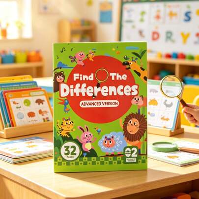 Tachimi 1pc Children's Spot The Difference Game Book (Elementary & Advanced) | Brain Teasers, Matching Exercises & Memory Activities For Ages 3+ | Perfect Birthday, Easter & Children's Day Gift For Boys And Girls
