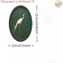 2D Flat, 1pc Elegant White Crane In Oval Frame, Rustic Farmhouse Home Decor, Vintage Gift Wall Art Sign, Distressed Decorative Sign, Oval Wooden Decor, Non-3D - Multicolor - View 6