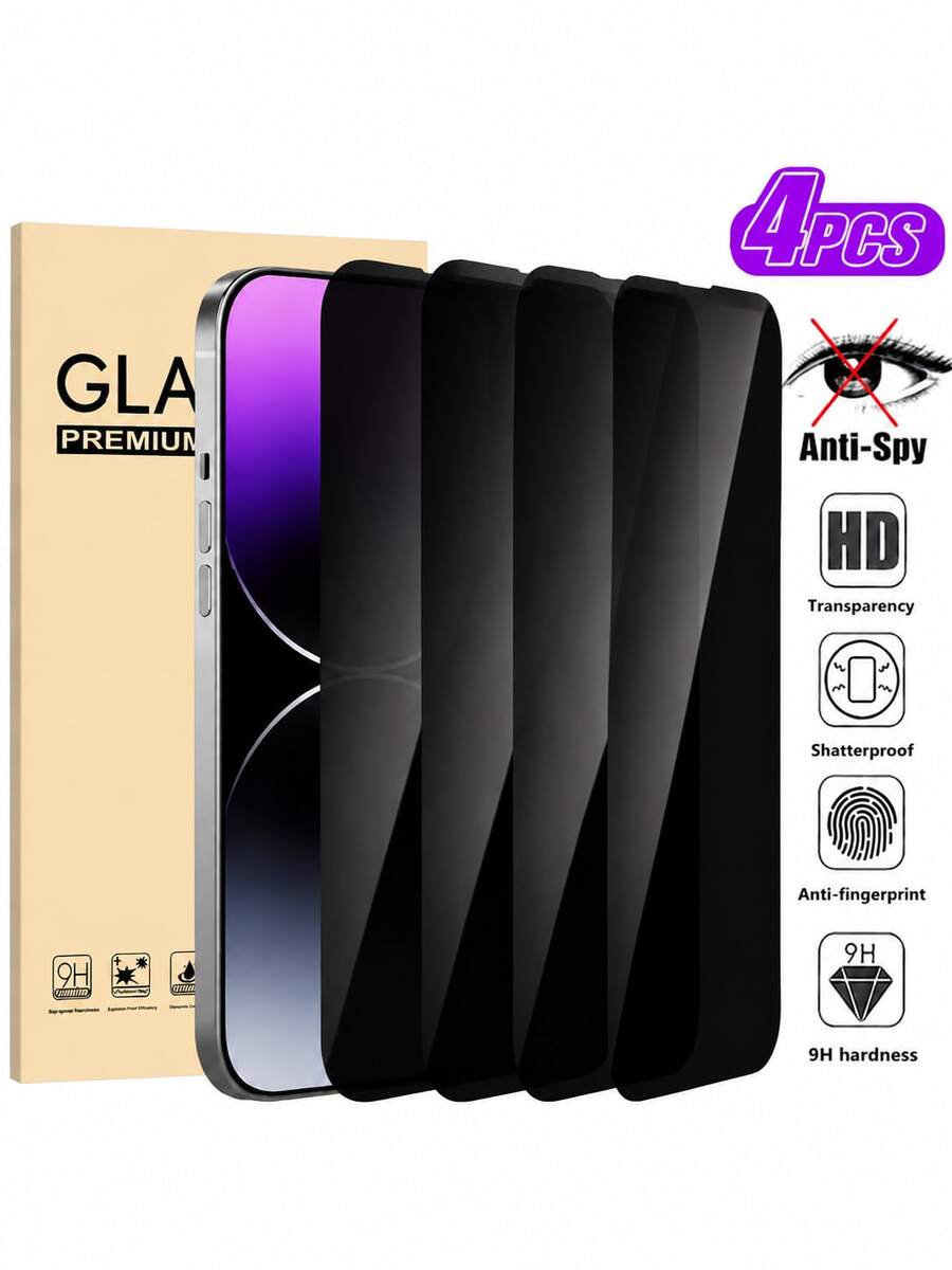 Privacy Screen Protector Compatible With 18 Pro Max, 17, 16 Pro Max, 16 Pro, 16e, 16, 16 Plus, 15 Pro Max, 15, 15 Pro, 15 Plus, Anti-Peeping Privacy Protection, Ultra-Clear Tempered Glass, 9H Hardness, 4-Pack, Essential Choice