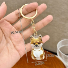 1/2pcs Pet Hair Memorial Keychain, Cute Sitting Dog Breed Memorial Pendant, Pet Hair Storage Box, Dog Lover Memorial Gift, Bag & Key Charm - Multicolor - View 2