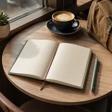 1pc A5 Hardcover Notebook With Built-In Pen Holder & Matching Pen, 90gsm Cream Lined Paper, 100 Sheets, Elastic Closure And Ribbon Bookmark For Work, Study, Meetings & Daily Notes - 6030 - View 10