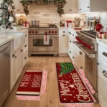 1/2/3pcs Christmas Theme Kitchen Rugs, Flannel Kitchen Rugs Comfortable Soft Absorbent Non-Slip Machine Washable With Non-Slip Backing Suitable For Multiple Scenes Entrance Living Room Bedroom Kitchen Dining Room Bathroom Laundry Room Hallway Christmas Holiday Decoration Home Mat - Multicolor - View 14