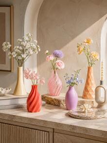 1pc/5pcs Mini Vase Set, Colorful Small Vases, Suitable For Single Stem Flowers, Dried Flowers And Artificial Flowers, Modern Desktop Decor, Suitable For Living Room, Bedroom, Office, Windowsill, Dining Table, Wedding Centerpiece Decor, Home Decor And Housewarming Gift - Multiple Styles - View 3