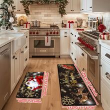1/2/3pcs Christmas Theme Kitchen Rug, Flannel Kitchen Rug Comfortable Soft Absorbent Non-Slip Machine Washable With Non-Slip Backing Suitable For Multiple Scenes Entrance Living Room Bedroom Kitchen Dining Room Bathroom Laundry Room Hallway Home Decor Christmas Holiday Decoration Multi-Functional Mat - Multicolor - View 14