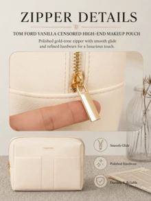 Tom Ford TF Forbidden Vanilla Couture Makeup Bag, 25*15.5*7 Cm, Lightweight, Easy To Carry, For Daily Essentials, Minimalist Design, Premium Fabric, Suitable For Travel Storage. - Off-white - View 7