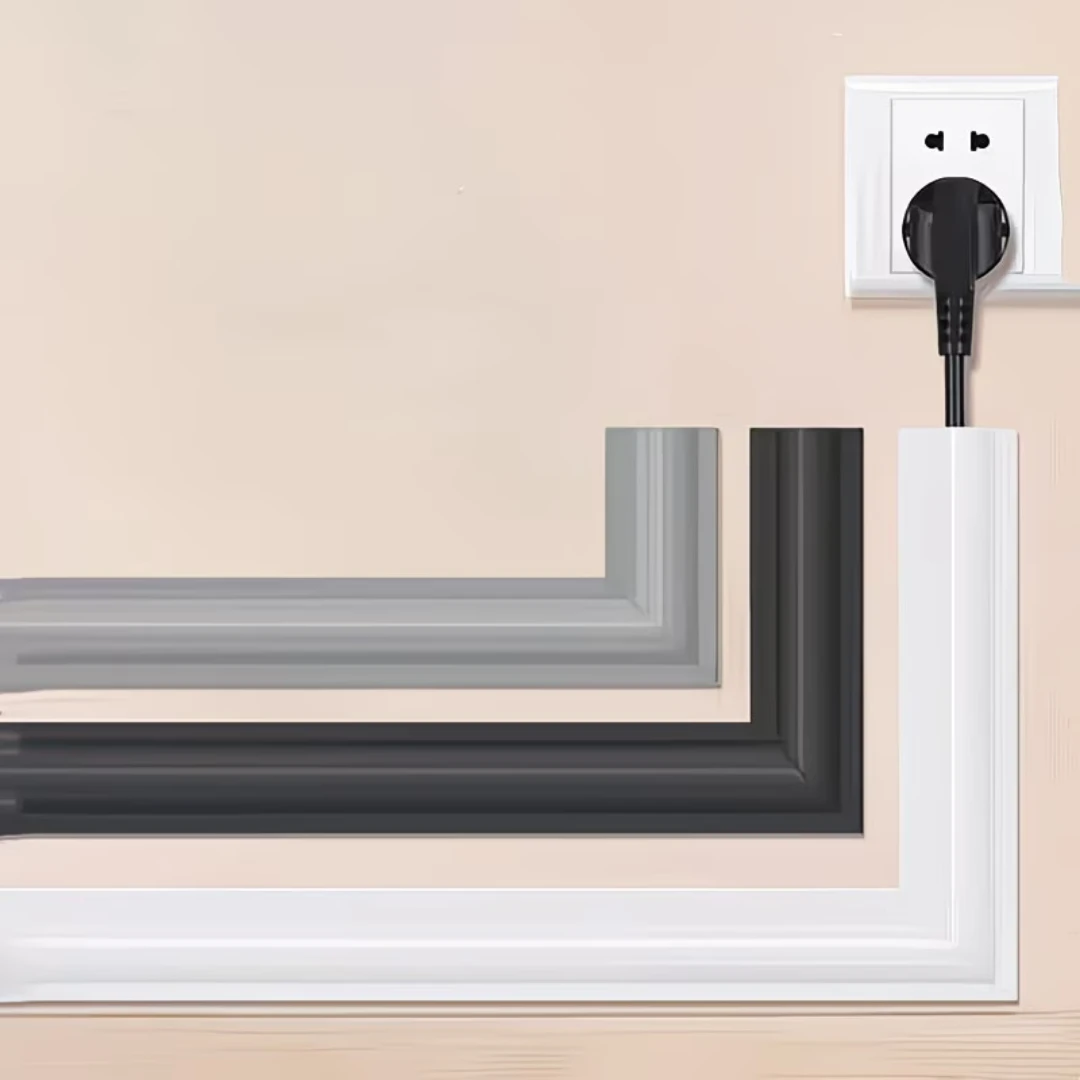 1Roll 3meters/118.11inch Self‑Adhesive Floor Cord Cover, Flexible Cable Concealer Duct Protector, Cable Management Strip For Home, Office & Surface Floor Use - A - View 1