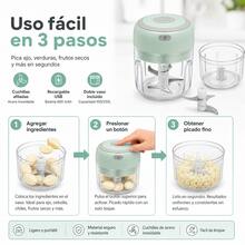 El agitador eléctrico de ajo, que incluye dos tazas de repuesto, puede triturar ajo, cebollas, pimientos, especias,etc., suministros de cocina, cocina y condimentos alimentarios - verde menta - Ver 8