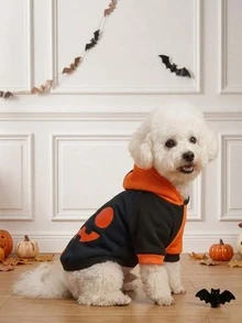 LUCKIE PAW 1 buah Baju Pelindung Hewan Peliharaan Motif Hantu Halloween Lucu, Perlindungan Fisik dari Kutu, Mengurangi Kerontokan Bulu, Terisolasi & Bernapas, Cocok untuk Anjing dan Kucing Kecil dan Besar, Dalam dan Luar Ruangan - Jeruk - View 3