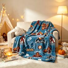 1pc Glow In The Dark Bigfoot Blanket Soft Flannel Fleece Throw Sasquatch Camping Pattern Cozy Plush Blanket Suitable For Bed Sofa Bench And Outdoors Can Also Be Used As A Birthday Gift - Multicolor - View 3