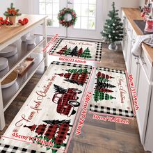 1/2/3pcs Christmas Theme Kitchen Rug, Flannel Kitchen Rug, Soft Comfortable Absorbent Non-Slip Machine Washable With Anti-Slip Backing, Suitable For Multiple Scenes: Entrance, Living Room, Bedroom, Kitchen, Dining Room, Bathroom, Laundry Room, Hallway, Christmas Holiday Home Decor Floor Mat - Multicolor - View 13