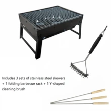 Portable Smokeless Charcoal Grill - Foldable Black Steel Outdoor BBQ Stove, Painted Finish - Black - View 11