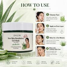 Zkzr New Skin Resolution Gel Mask 102ml, Lightweight Cooling Facial Gel Mask, Non-Sticky Fast-Absorbing Texture, Soothes Stressed Skin, Deep Hydration & Radiance, Suitable For All Skin Types Weekly Home SPA Skincare Mask, Unisex - Aloe Vera - View 8