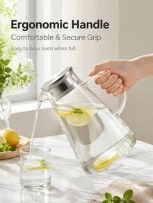 High Borosilicate Glass Water Pitcher Set, Large Capacity, Suitable For Home Use, Juice And Beverage Pitcher, Living Room Water Cup Combination. - Style B - Transparent Water Bottle Set - View 2
