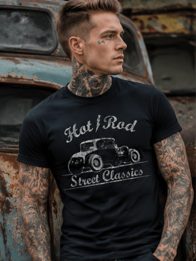 Unisex Men's T-Shirt Y2K Streetwear Summer Holiday Off Campus Makaya Rockabilly Hot Rod Retro Car Print Tee Black S-XXXL