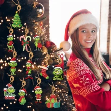 The Grinch 12pcs Christmas Hanging Decoration Set, Fun Christmas Tree Ornaments With Gift, Candy Cane And Sock Patterns, Holiday Party Hanging Decorations, Christmas Tree Pendants, Holiday Home Decor And Christmas Gifts - A - View 3