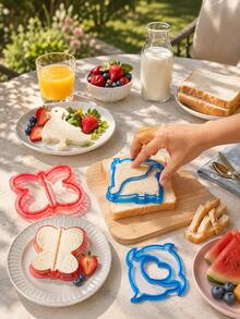 1 pieza Cortador de sándwich, molde DIY para hacer sándwiches, molde con patrón de animal lindo para pan de sándwich, panqueques y galletas, herramienta casera linda para hacer formas de tostadas lindas, decoración de cajas de almuerzo y alimentos - Multicolor - Ver 4
