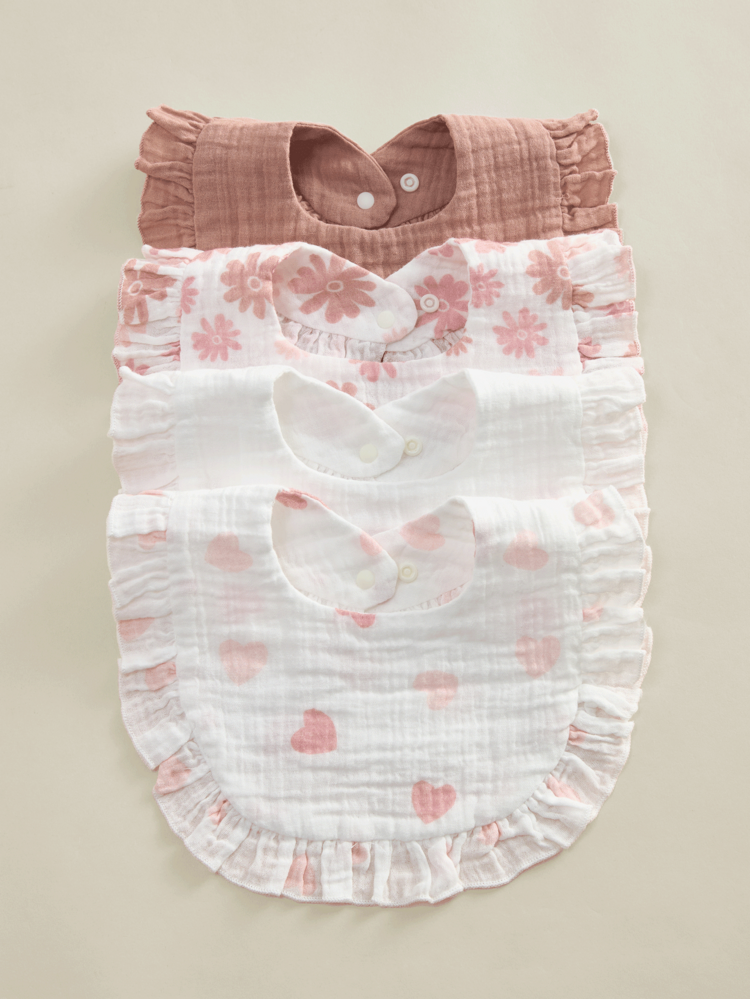 2pcs Soft Comfortable Lace Bibs For Newborns, Cute Baby Drool Bibs, Suitable For All Seasons Daily Use - Multicolor - View 11