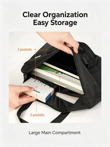 DELI Business Briefcase For Men And Women, Thickened Satin Water-Repellent Tote Bag, Large Capacity Zippered Document Bag, Can Hold A4 Laptops And Tablets, Suitable For Office Meetings And Commuting. - View 9