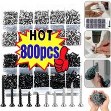 800pcs Self Tapping Wood Screw Combination, M2 Metal Cross Flat Head Screw Kit, Suitable For Board And Cabinet, Woodworking, DIY Projects And Furniture Assembly, 8 Sizes - Multicolor - View 2