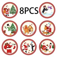 熱銷聖誕風格 8入印花圖案 PET 防滑杯墊，居家廚房裝飾配件，適用各種節日聚會、派對禮物、聖誕節、聖誕裝飾 - PET杯墊-LDX2666 - 查看 2