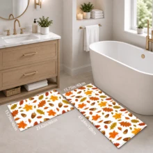 1PC Autumn Theme Printed Home Decor Faux Cashmere Rug, Warm Hand-Drawn Style, Soft And Comfortable Material, Orange Maple Leaves, Oak Leaves, Fallen Leaves And Acorns Pattern, Non-Slip Durable, Quick Dry Easy To Clean, Autumn Home Decor, Suitable For Entryway, Living Room, Bedroom, Hallway, Kitchen And Thanksgiving Home Decor, Can Be Used As Kitchen Mat, Entry Mat, Kitchen Accessories, 2PCS Set - Multicolor - View 9