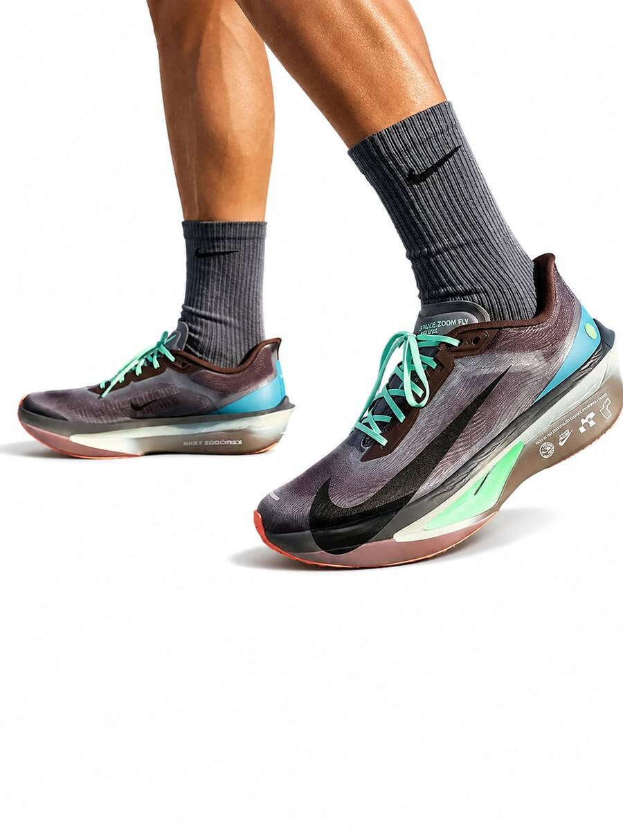 Nike New Men's ZOOM FLY 6 Retro Commuter Training Running Shoes - Grey-brown Green - View 1