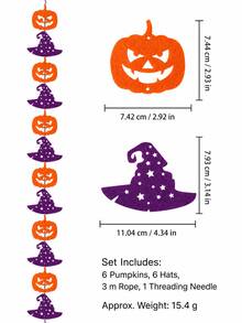 1 Set Guirnalda de Fieltro de Halloween, Pancarta Colgante de Calabaza & Sombrero de Bruja, 12 Piezas Decoraciones Colgantes Naranja y Púrpura con Cuerda de 3m para Chimenea, Pared, Ventana, Puerta & Decoración de Fiesta de Halloween - Multicolor - Ver 10