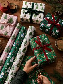 4 Rolls Christmas Wrapping Paper Set, Includes 4 Holiday Theme Designs With Christmas Tree, Snowman And Candy Cane Patterns, Suitable For Christmas Gifts, Holiday Parties, Christmas Decorations, Home Gift Wrapping And Holiday Gift Packaging - Christmas - View 7
