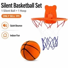 Silent Indoor Basketball Set, Low Noise Basketball, No Noise Bounce Ball And Hoop, Silent Practice Ball, No Noise Bounce Ball And Hoop, Suitable For Indoor Quiet Play, Ball Sports Equipment, Applicable For 3/5/7 Size Balls - Orange - View 2