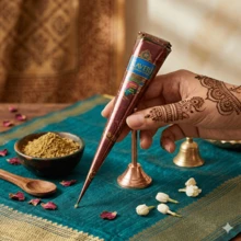 1 buah Kaveri Henna Cone, Tato Temporer, Tato Henna Semi-Permanen, Seni Tato Temporer Tahan Air, Cocok untuk Seni Mehendi dan Desain Tato - Coklat - View 3