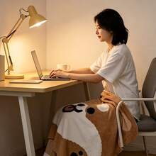 1pc Cute Shiba Inu Shaped Blanket, Soft Flannel Cartoon Dog Pattern Blanket, Comfortable Soft Sofa Blanket, Nap Blanket, Small Throw Blanket, Suitable For Sofa, Office, Perfect Gift For Pet Lovers - Multicolor - View 3