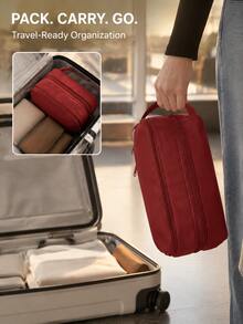 Double Layered Handheld Makeup Bag With Large Capacity Partition Design For Storing Cosmetics, Toiletries, And Skincare Products, Suitable For Travel, Business Trips, Holidays, Weekends, And Vacations Pencil Cases Bag Storage Makeup Bag Pouch Travel - Multicolor - View 4