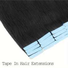 20pcs/Pack Remy Straight Human Hair Tape-In Extensions, Invisible Glue-On Hair Extensions, Suitable For All, Halloween Costume Use - S1B - View 3