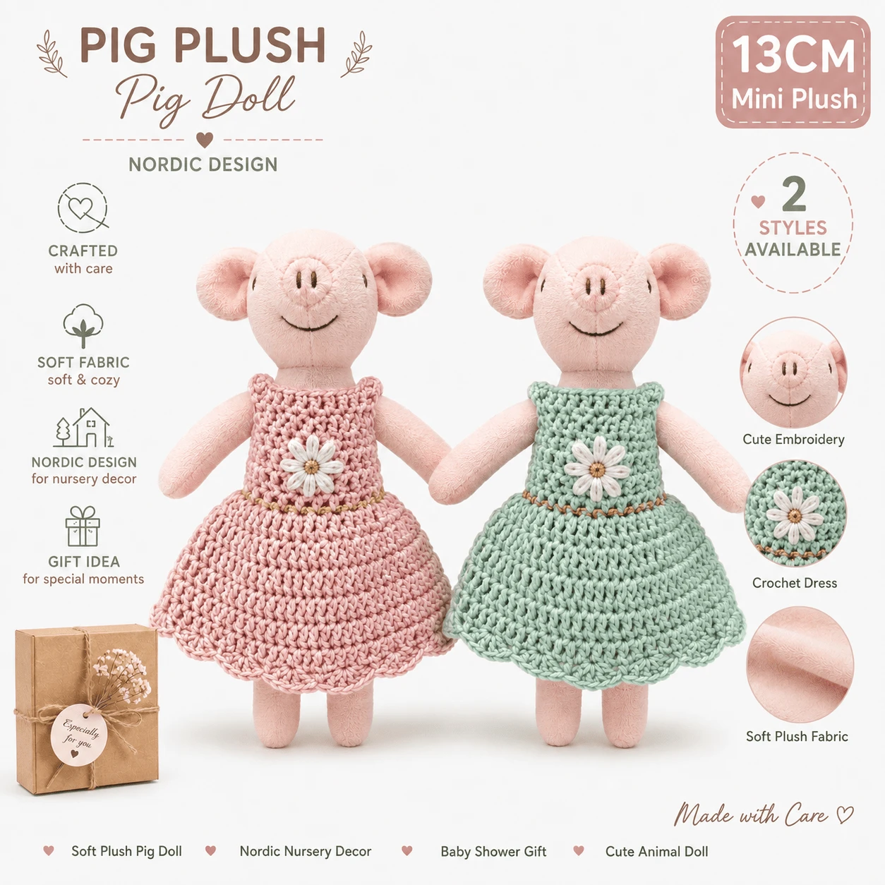 [Ballet Piggy]1pc 13cm Ballet Style Piggy Plush Doll, Birthday Gift For Little Girls, Holiday Gift - Ballet Pig - View 1