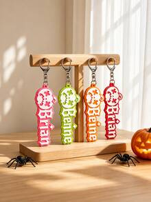 1pc Customizable English Name Halloween Jack-O'-Lantern Keychain, Funny Grimace Pumpkin Design Personalized Name Keychain, Colorful Letter Pendant - Multicolor - View 3