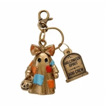 New Retro Patch Ghost WIth Bell Car Keychain Halloween Party Pendant Metal Keychain Magic Bat Horror Motel Keychain Gift - A - View 3