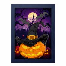 650pcs 3D Photo Frame, Featuring Halloween Pumpkin And Witch Hat; DIY Haunted House Model Kit With Small Bats. A Charming Decoration Suitable For Desk Or Wall, Perfect Halloween Craft Gift For Teens And Adults. - Multicolor - View 5