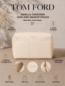 Tom Ford TF Forbidden Vanilla Couture Makeup Bag, 25*15.5*7 Cm, Lightweight, Easy To Carry, For Daily Essentials, Minimalist Design, Premium Fabric, Suitable For Travel Storage. - Off-white - View 5