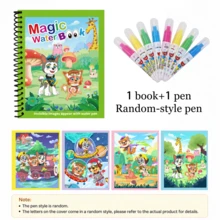 Refillable Water Pen Magic Water Painting Book, Reusable Princess Dream Theme Coloring Book, Paper And Plastic Material, Spiral Binding, Clean Drawing Activity Toy For Kids, Suitable For Travel, Birthday, Holiday Gifts - Multicolor - View 19