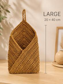 1pc Handmade Jute Wall-Mounted Fruit & Vegetable Storage Basket, Macrame Design With Mesh Structure - Multicolor - View 13